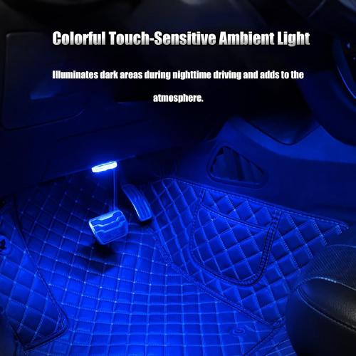 Car LED Lights Interior Wireless, 6 Styles Interior, Portable USB Rechargeable Vehicle Night Light for Car(Ice Blue)