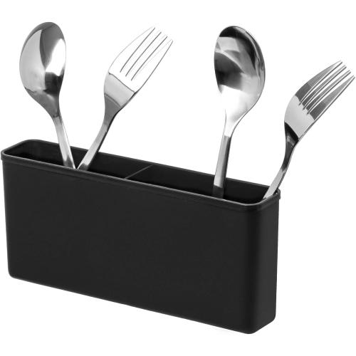 iPEGTOP Cutlery Utensil Silverware Drying Rack Basket Holder with Hooks - Flatware Storage Solution for Kitchen Dish Drainer Dish Drying Rack, Black