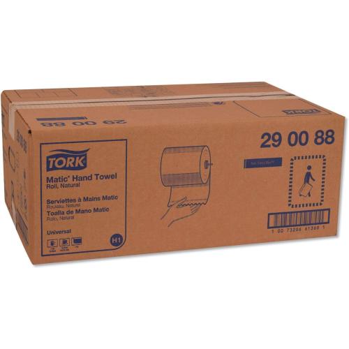 Tork 290088 Universal Single-Ply Hand Roll Towel, Natural, Pack of 6