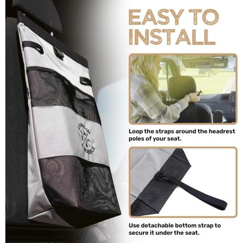 Living in a Bubble Premium Utility Bag for Campervans and Cars - Laundry Bag, Multipurpose Seatback Bag & Seat Back Organizer - Vanlife Accessory & Van Storage Solution - Grey