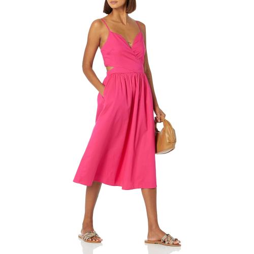 SIZE LARGE The Drop Women's Makenna Strappy Cross-Front Smocked-Back Midi Dress