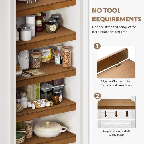 Gashell Wire Shelf Covers, Bamboo Wire Rack Covers for Pantry, Closet (4pcs, 22 W x 16 D)