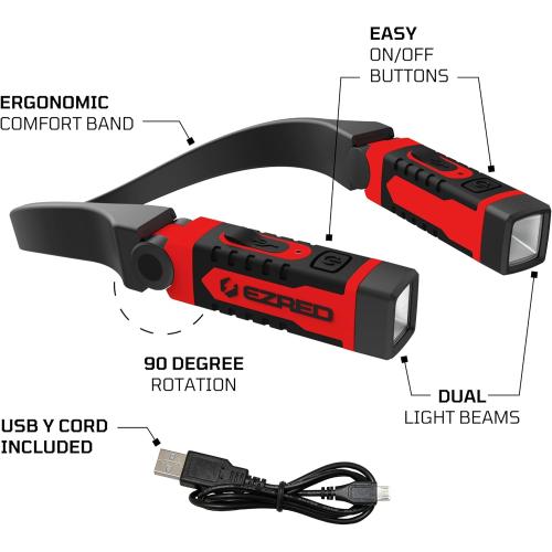 EZRED ANYWEAR Rechargeable Neck Light for Hands-Free Lighting - NK15, Perfect Light for Mechanics, Camping, Hunting, DIY Projects, Reading
