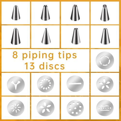 Stainless Steel Cookies Press,Cookie Press Gun Kit with 13 Cookie Discs and 8 Piping Tips for DIY Christmas Cookies Maker