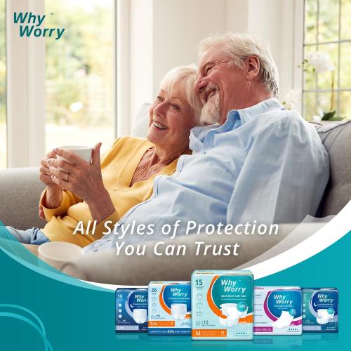 WhyWorry Adult Diapers with Tabs, Disposable Incontinence Briefs for Women & Men with Maximum Absorbency, Adult Briefs for Incontinence Overnight, Odor Control, Unisex, XLarge, 15 Count