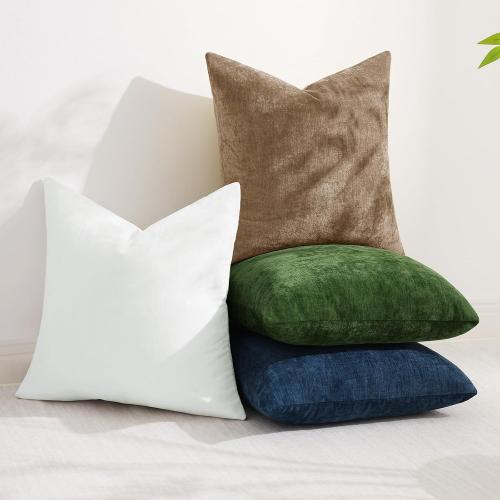 decorUhome Soft Chenille Brown Throw Pillow Covers 20X20 Set of 2
