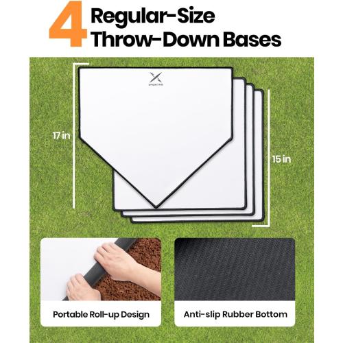 Grand Slam Baseball Bat Set, Includes 1 Plastic Bat, 6 Perforated Balls and 4 Throw Down Bases for Youth, Teenagers, Adults