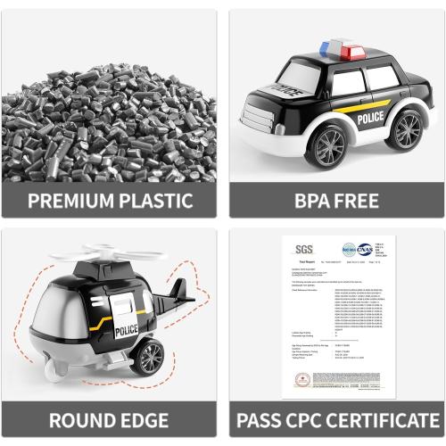 Bennol Toddler 5 in 1 Police Truck Toys for 1 2 3 4 5 Year Old Boys, Police Rescue Vehicles Car Trucks Bus Helicopter for Kids Ages 1-3 3-5, Car Toys for 1 2 3 4 5 Year Old Boys Girls Birthday Gifts