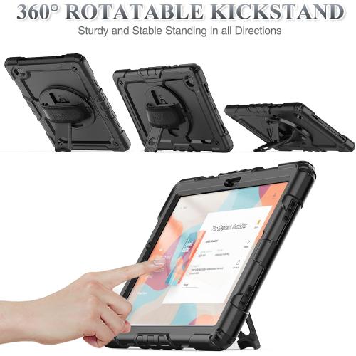 SEYMAC stock Case for Samsung Galaxy Tab A11/ A9 8.7'' (Not for A11 Plus11''), Full-Body Drop Protection Case with Screen Protector Pencil Holder [360° Rotating Hand Strap] &Stand, Black
