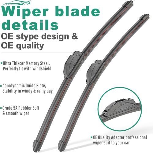 26 16 10 Windshield Wiper Blades Replacement for Toyota RAV4 2013 2014 2015 2016 2017 2018 Premium All Weather Front Rear Wipers Set - OEM Quality (Pack of 3)