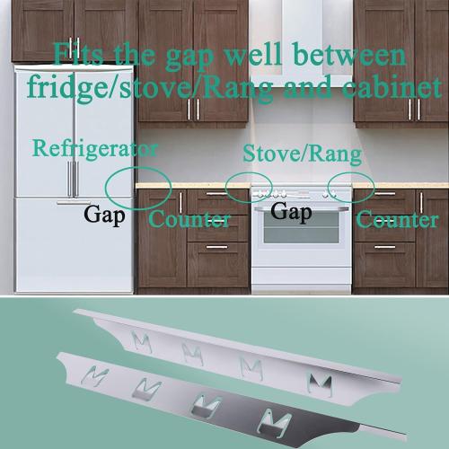 Stove Counter Gap Cover Filler, Range Trim Kit, Aluminum Don't Melt Like Silicone, For 1/32” to 5/8” Gap, Adjustable Length 23” to 25.4”, Left and Right 2 PCS, 3 Years Guarantee