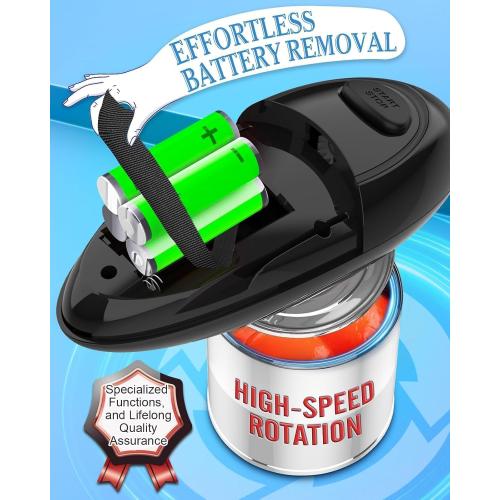 Electric Can Opener, Battery Operated Automatic Side Cut with Smooth Edge, One Touch Hands Free Safety Opener for Seniors, Arthritis and Weak Hands