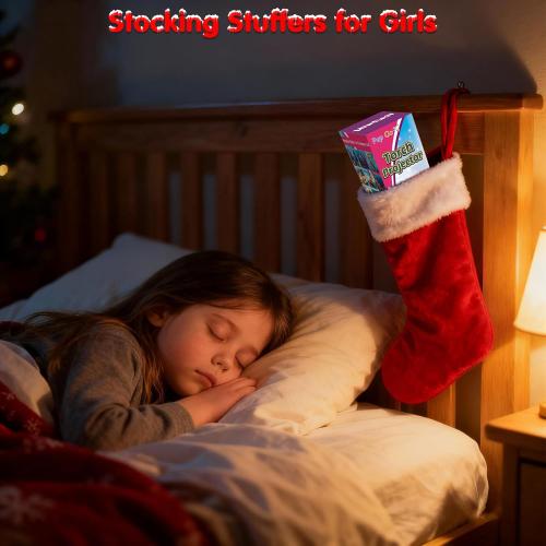Mermaid Projector Flashlight for Kids Ages 3 , Ideas Christmas Stocking Stuffers Gifts for Girls, Pink Fairy Little Mermaid Toys, 3 Discs 24 Images, Kid Night Light Projector