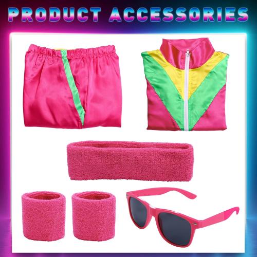 Size L Generic 80s 90s Tracksuit for Men Women Retro Hip Hop Windbreaker Disco Colorblock Workout Outfits, 1