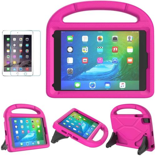 SUPLIK Kids Case for iPad mini 5/4/3/2/1 (7.9), Durable Shockproof Protective Handle Bumper Stand Cover with 2*Screen Protectors for 7.9 inch Apple iPad mini 5th/4th/3rd/2nd/1st Generation, Pink