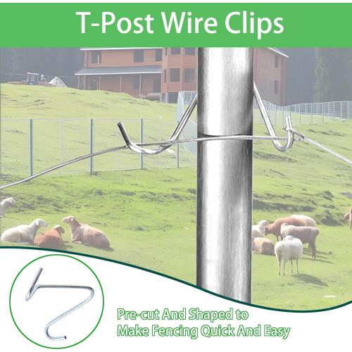 T Post Clips 500 pcs Fence Wire Tensioner, Galvanized Steel Fence Clips for Securing Wire Garden Farm Highway Sport Fences