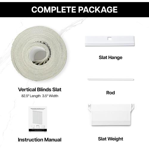 LazBlinds Vertical Blinds Replacement Slats, 34 Pack, White
