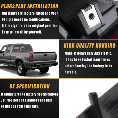 Boine Tail Light Compatible With 1999-2002 Chevy Silverado 1500 2500 3500 1999-2006 GMC Sierra 1500 2500 3500 Driver and Passenger Side Rear Light Brake Lamps