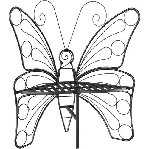 Butterfly Shaped Outdoor Bench, Black Garden Bench for Outdoor with Sturdy Stable Metal Frame, Butterfly Chair Butterfly Bench Outdoor for Garden, Yard, Balcony, Lawn (Black)