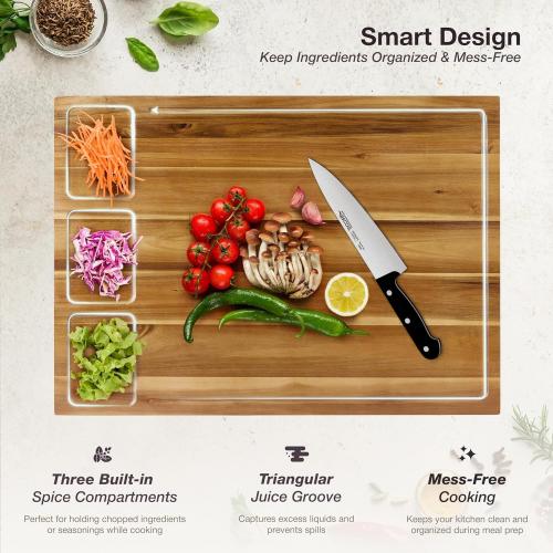 BLUEWEST Noodle Board Stove Cover with Handles, 3 in 1 Wood Stove Top Covers Board for Gas Burners and Electric Stove, Wooden RV Stovetop Cover, Tray for Kitchen Counter Space (Warm Acacia)