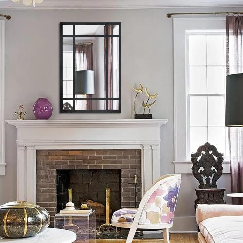 Black Rectangle Mirror, Farmhouse Decorative Wall Mirror for Entryway, Living Room, Bedroom, Hallway, Fireplace, Accent Wall Decor (Black1, 29.5 x 20)