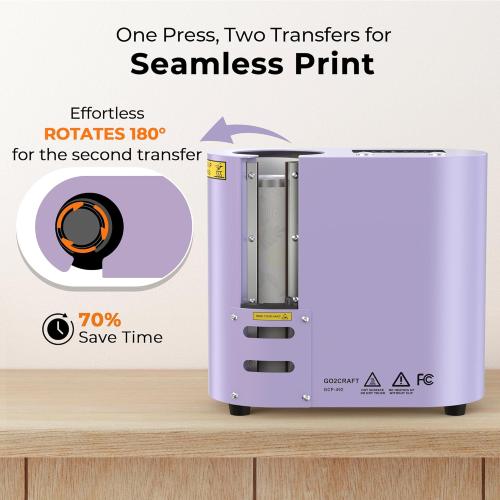 GO2CRAFT Auto Seamless Tumbler Heat Press Machine, Automatic Rotation Advanced Cup Heat Press with Fast & Even Heating, 4 Memory Modes for 11-30oz Sublimation Tumblers, Mug, Glasses(Purple)