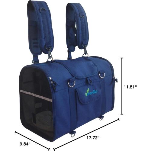 6-in-1 Sturdy Pet Carrier Backpack, Front Pack, Shoulder Bag, Pet Hand Bag, Car Seat Crate, Soft-Sided pet Carrier, Small Dog & Cat Travel Carrier, Size Medium for Pets 14-16 Long
