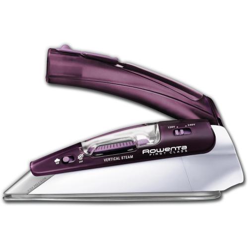Rowenta Travel Iron, Pro Compact Stainless Steel Soleplate Hand Held Steamer Iron for Clothes, 200 Microsteam Holes, 1000 Watts Ironing, Fabric Steamer, Dual Voltage, Mini Iron, Purple, DA1560