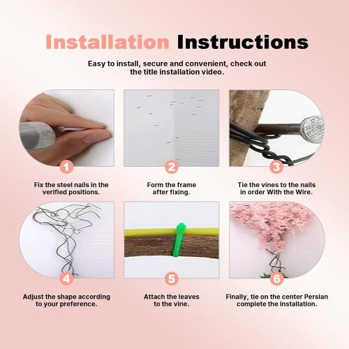 Artificial Cherry Blossom Trees - Fake Flower Background Walls with Simulated Branch and Rattan Design - for Indoor Ceiling Air Conditioning Pipe Ornamental(Pink)