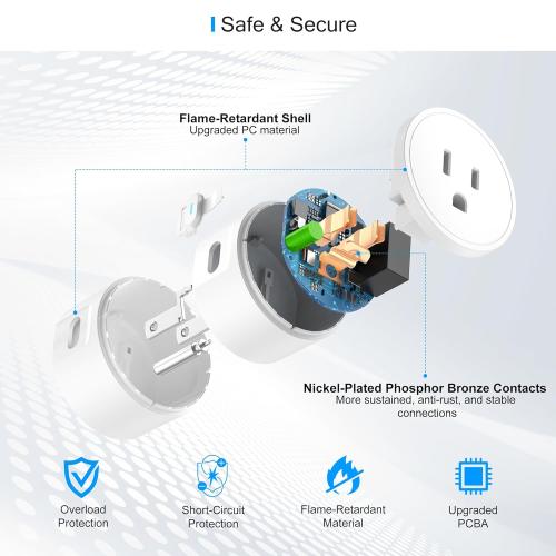 EIGHTREE Smart Plug 2025 Upgrade to 15A, Bluetooth & Wi-Fi Outlet Plug Dual Connection, Voice Control, Remote Control Outlet Timer Indoor, Smart Plugs That Work with Alexa & Google, 2.4GHz Wi-Fi Only