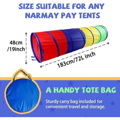 NARMAY® Play Tunnel Easy Key Pop Up Tunnel for Kids Indoor/Outdoor Crawl - 19 Dia. x 72 inch