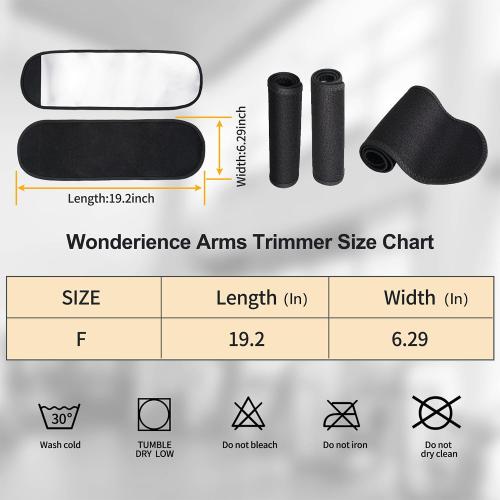 Black 2 Piece Set Wonderience Arm Trimmers for Women Pair Sauna Sweat Arm Shaper Bands Adjustable Arm Trainer Toner Sleeves for Sports Workout