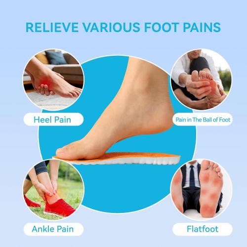 Steppers Insoles for Men & Women, 2026 New 4D Memory Foam Cloud Footstr Insoles, Comfortable & Breathable Massage Shoe Inserts with Arch Support for Foot Pain & Fatigue (Orange, US M 7-11/W 8.5-13.5)
