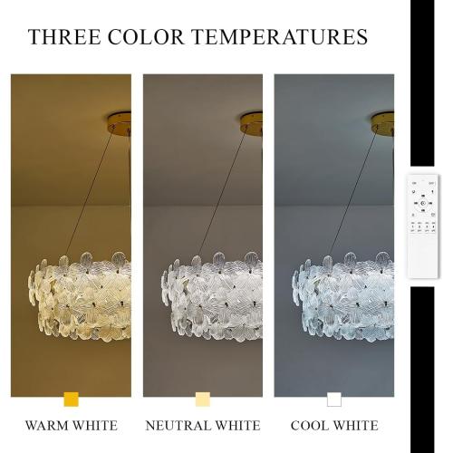 D32’’ Flower Luxury Crystal Modern LED Chandelier Gold Dimmable 3000-6500K Large Contemporary Chandeliers Light with Remote Control for High Ceiling Foyer Living Room Bedroom Entryway