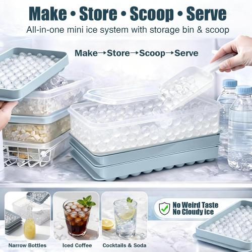 WIBIMEN Mini Ice Cube Trays for Freezer with Lid, 0.55 Pebble Ice