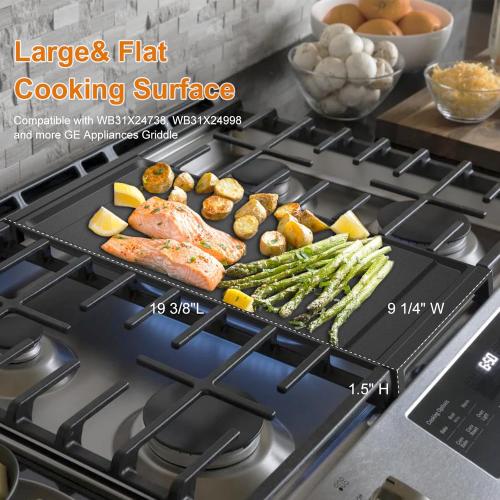 UPGRADED WB31X24738 Aluminum Griddle Replacement for GE Gas Range, 9×19.5 Inch Nonstick Center Griddle, Food Grade Cooktop Flat Plate for GE Stove Parts