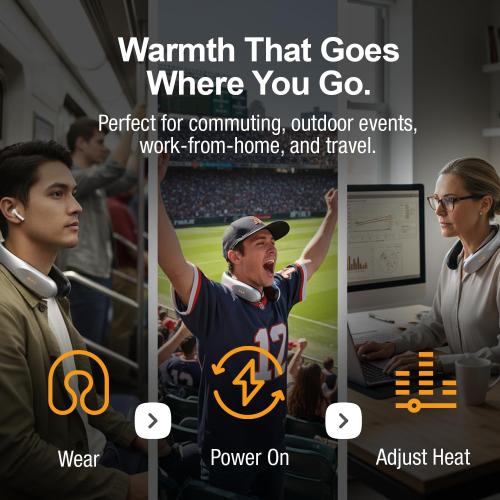 Ontel Handy Heater Freedom - Wearable Neck Heater for Cold Weather, 4 Heat Settings - Comfort Heating Technology - Cordless & Personal - USB Rechargeable, 6 Hour Battery Life, Portable Neck Warmer