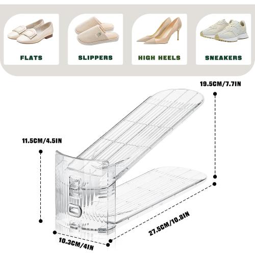 FENRUNXU Shoe Slots Organizer for Closet,8 Pack Shoe Stacker Shoe Rack Organizer for Closet Space Saver Storage Shoe Holder Organization(Transparent)