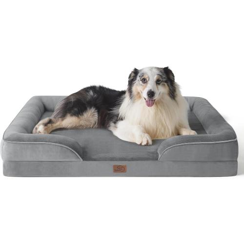 Bedsure XL Orthopedic Dog Bed for Extra Large Dogs - Washable XLarge Dog Cat Bed Waterproof, Comfort Dogs Couch Sofa with Washable Removable Cover, Pet Bed with Nonskid Bottom, Grey, 42