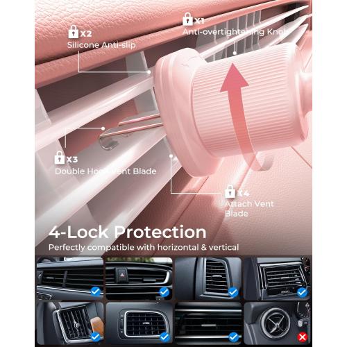 MRGLAS 2025 Upgraded Phone Holders for Your Car with New Metal Hook Clip, Handy Air Vent Cell Phone Car Mount [One Hand Operation], Universal Automobile Accessories for iPhone Android, Gifts for Women