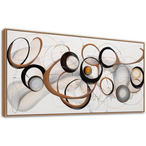 Abstract Wall Art, Modern Framed Canvas Wall Art for Living Room, Large Wood Wall Art Decor, Brown and Black Office and Kitchen Decorations, Bedroom Aesthetic, Modern Painting Print 20×40