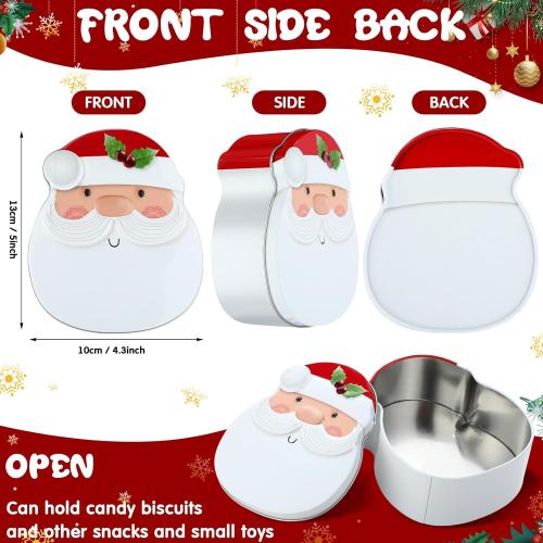 Hushee 8 Pcs Christmas Tin Box Cookie Tins with Lids Christmas Candy Containers Santa Snowman Gingerbread Penguin Metal Cookie Jar Christmas Biscuits Tin Can for Gift Xmas Card, 5 x 4.3 x 2 Inch