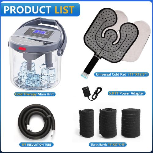 Cold Therapy Machine with Programmable Timer, Ice-Machine-for-Knee-After-Surgery, Knee Replacement Recovery Equipment, Cryotherapy Pain Relief w/Compression Pad for Shoulder, Ankle (Gray)