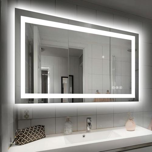 Hivone 40X32 LED Bathroom Mirror with Lights, Anti-Fog, Dimmable, Backlit   Front Lit, Smart Bathroom Vanity Mirror, Memory Function, Shatterproof, Tempered Glass (Horizontal/Vertical)