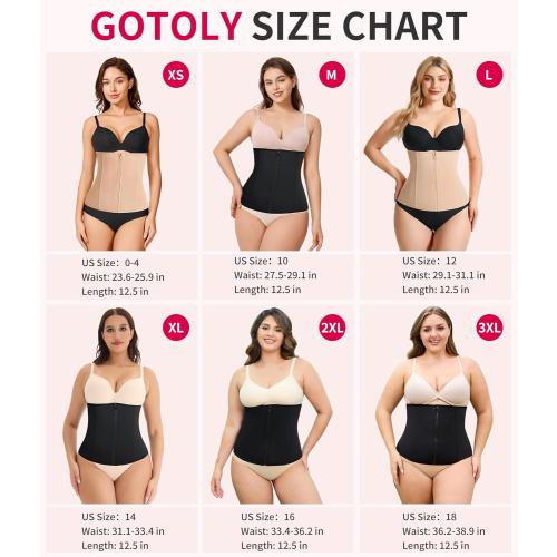 Gotoly Waist Trainer for Women Zipper Corset Shapewear Tummy Control Faja Body Shaper Waist Cincher Workout Girdlezi size s