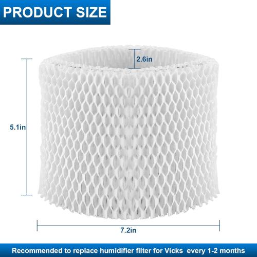 WF2 Humidifier Filter Replacement for Vicks V3500 V3100 V3900 V3700 VEV320,Kaz 3020 & Re-Lion WA-8D Cool Mist Humidifiers,Pack of 6 by TOMOON