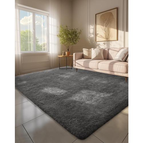 Ophanie 6x9 Area Rugs, Upgrade Non-Slip Fluffy Soft Rugs for Living Room, Large Shag Grey Fuzzy Plush Rug, Gray Shaggy Big Carpets for Bedroom, Kids Boys Girls Dorm Nursery Home Decor Aesthetic