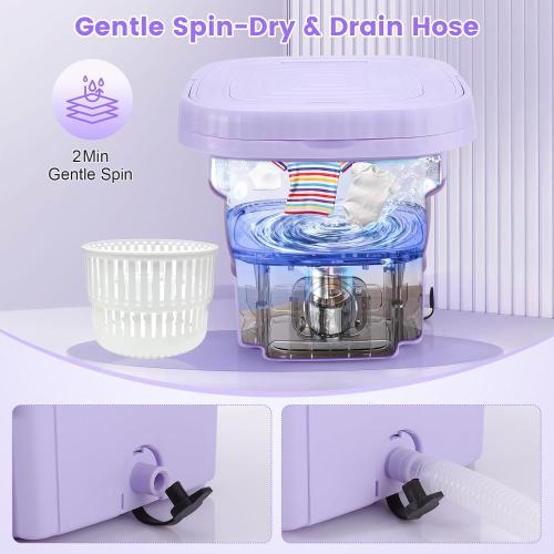 Portable Washer Machine, Mini Foldable Washing Machine for Travel, Camping, RV, Dorms, Apartment,Underwear and Baby Clothes (Lavender Purple)
