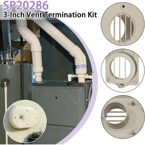 SP20286 3-Inch Vent Termination Kit - Fits for Rheem Beige HVAC Replacement Part Water Heate 3 PVC/ABS Piping
