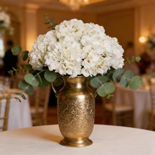 Kimura's Cabin 6pcs White Hydrangea Artificial Flowers Silk Fake Hydrangeas